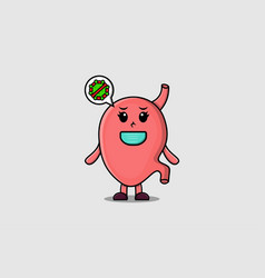 Cute Cartoon Stomach Using Mask To Prevent Virus