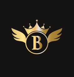 Letter B Wing Logo Concept With Crown Icon