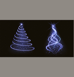 Neon Blue Spiral And Cone Christmas Light Trees