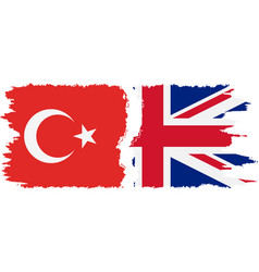 Uk And Turkey Grunge Flags Connection