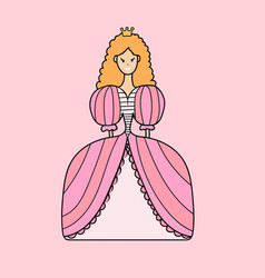 Cute Princess In Doodle Style On A Pink Background