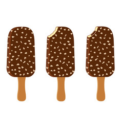 Ice Cream In Chocolate Glaze On Stick Stock