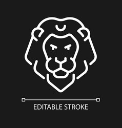 Lion Head Pixel Perfect White Linear Icon