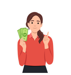 Young Woman Holding Cash Or Money In Hands