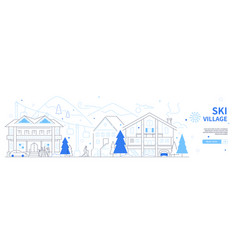 Ski Village - Modern Thin Line Design Style Banner