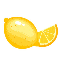 Fresh Citrus Fruit Yellow Lemon Slice Isolated