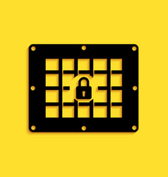 Black Prison Window Icon Isolated On Yellow