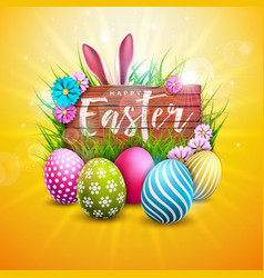 Happy Easter Holiday Design With Painted Egg