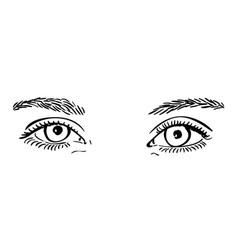 Sketch Of Beautiful Eyes And Natural Eyebrows