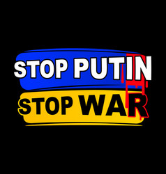 Stop Putin War - Lettering With Ukraine Flag