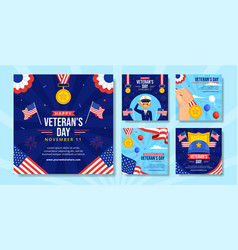 Veterans Day Social Media Post Flat Cartoon Hand