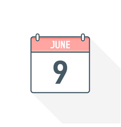 9th June Calendar Icon 9 Date Month