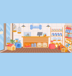 Cartoon Pet Store Interior With Counter Desk