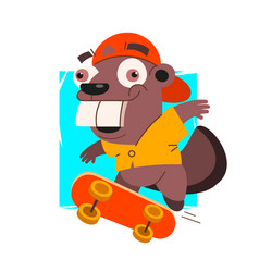 Cute Cartoon Beaver With Simple Gradients All In