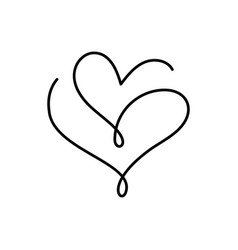 Hand Drawn Love Two Monoline Hearts Logo Sign