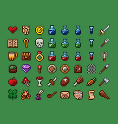 Pixel Art Retro Video Game Icons Interface