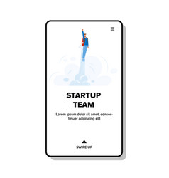 Startup Team Business Fly Man With Jet Pack