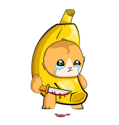 Banana Cat Holding Bloody Knife Isolated