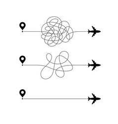 Airplane Line Routes Path For A Flight Trip