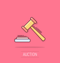 Cartoon Auction Hammer Icon In Comic Style Court