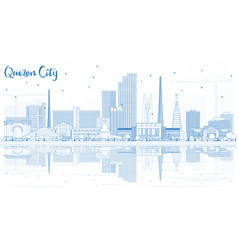 Outline Quezon City Philippines Skyline With Blue