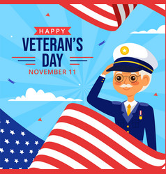 Veterans Day Social Media Flat Cartoon Hand Drawn