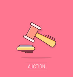 Cartoon Auction Hammer Icon In Comic Style Court