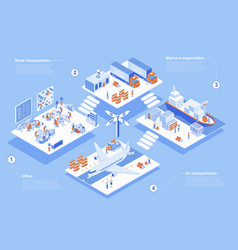 Logistic Company Concept 3d Isometric Web Scene