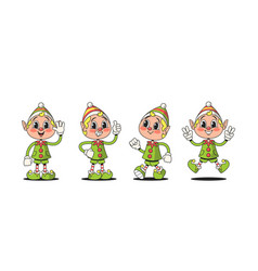 Retro Style Christmas Elves Cartoon Characters