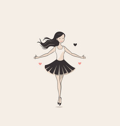 Beautiful Ballerina Girl In A Black Tutu