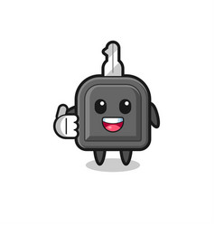 Car Key Mascot Doing Thumbs Up Gesture