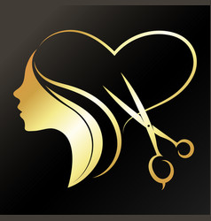 Golden Silhouette Of A Girl With A Lock Of Hair