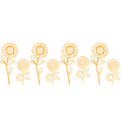 Yellow Silhouettes Of Sunflowers Lined Up In Row