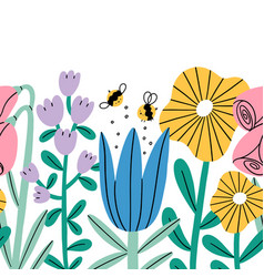 Big Cartoon Flowers Seamless Composition Border