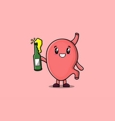 Cute Cartoon Character Stomach With Soda Bottle