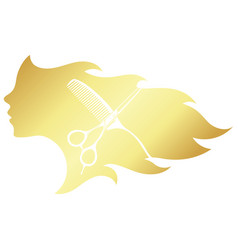 Golden Silhouette Of The Face Of A Girl With Hair