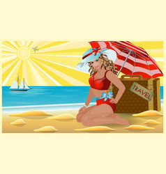 Travel Pinup Young Girl With Bag Vip Card