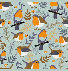 Blue Robin Birds Background Pattern Cute Little