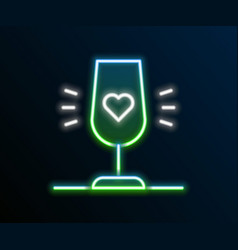 Glowing Neon Line Wine Glass Icon Isolated