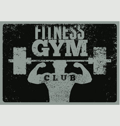 Gym Club Vintage Grunge Poster With Strong Man