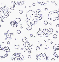 Outline Underwater Animal Seamless Pattern