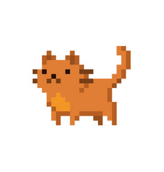 Pixel art cute kitten domestic pet 8 bit glitch Vector Image