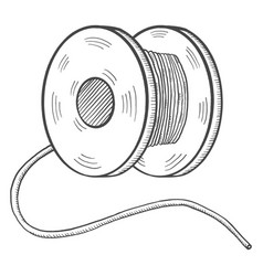 Fishing Rod Line Isolated Doodle Hand Drawn