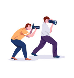 Paparazzi Cartoon Photographers With Professional