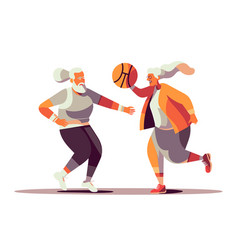 Old Couple Having Healthy Lifestyle Flat Cartoon