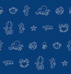 Outline Collection Underwater Animal Seamless