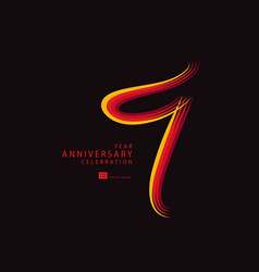 9 Years Anniversary Celebration Logotype Red Line