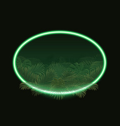 Bright Tropical Palm Leaf With Neon Frame