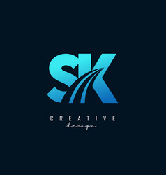 Creative Blue Letters Sk S K Logo With Leading