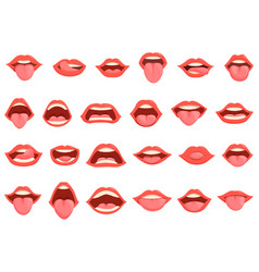 Tongue Icons Set Cartoon Mouth Lip